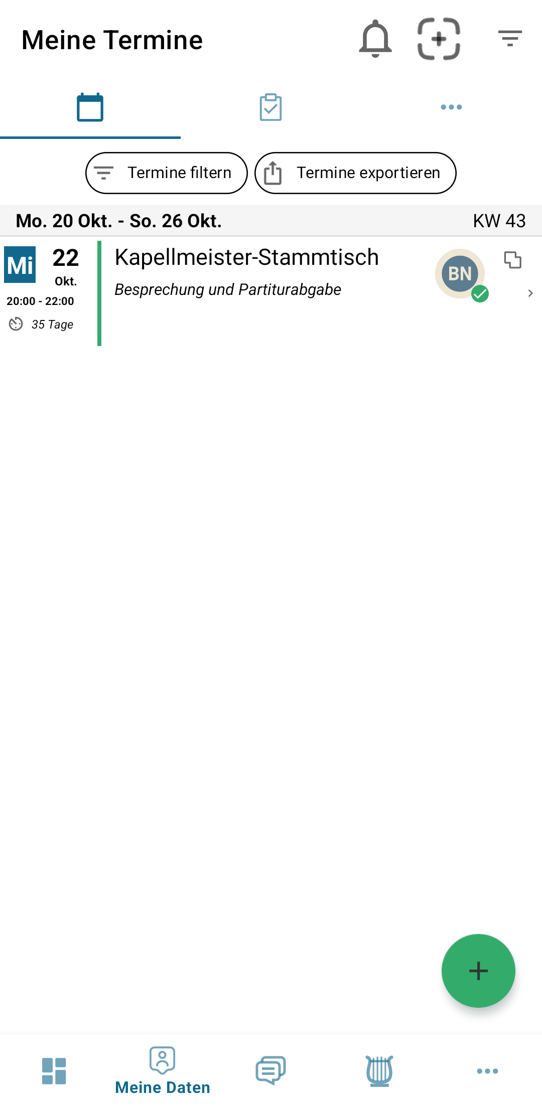 Verbandstermin in Terminliste