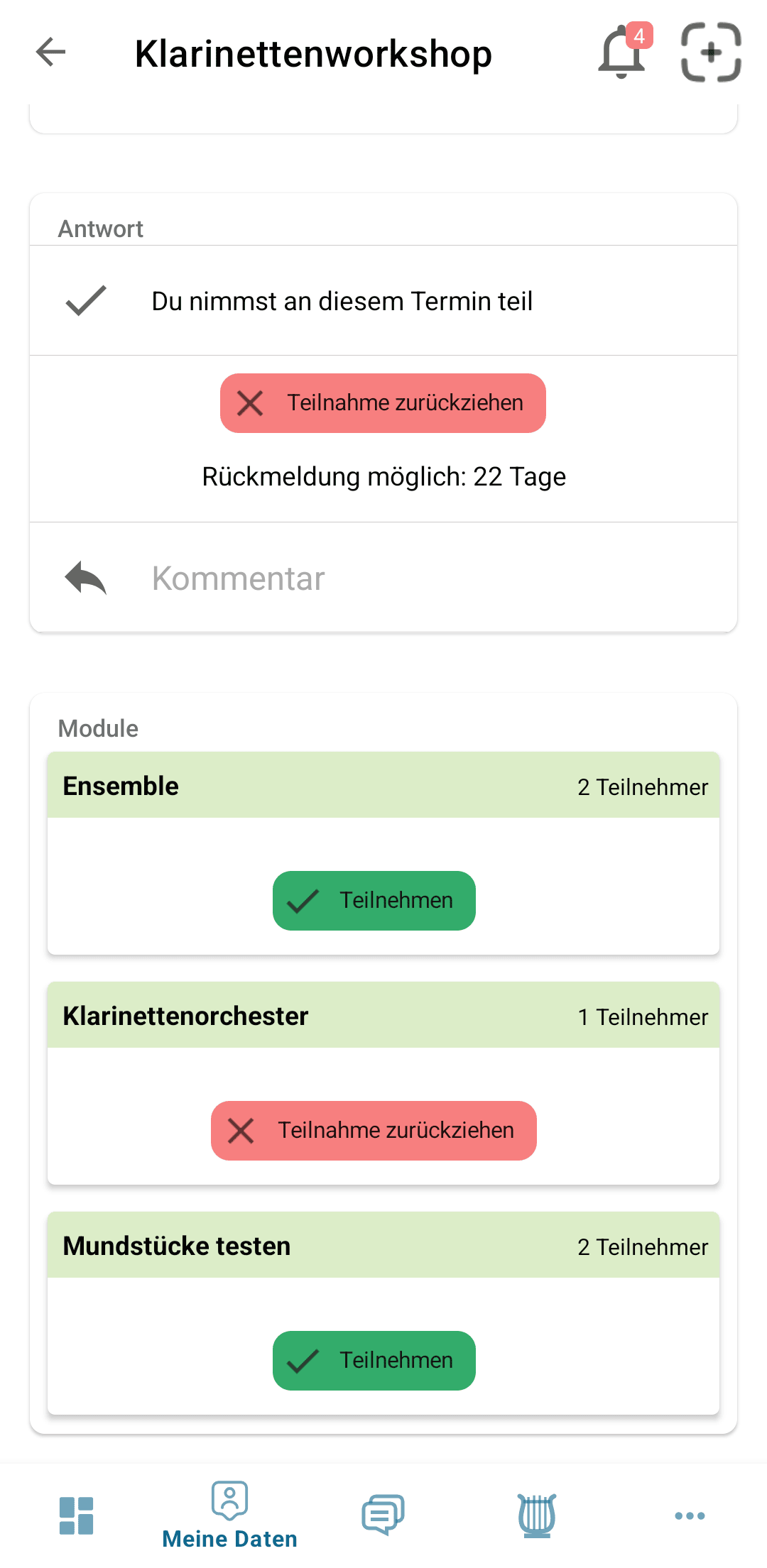 Verbandstermin mit Teilnahme
