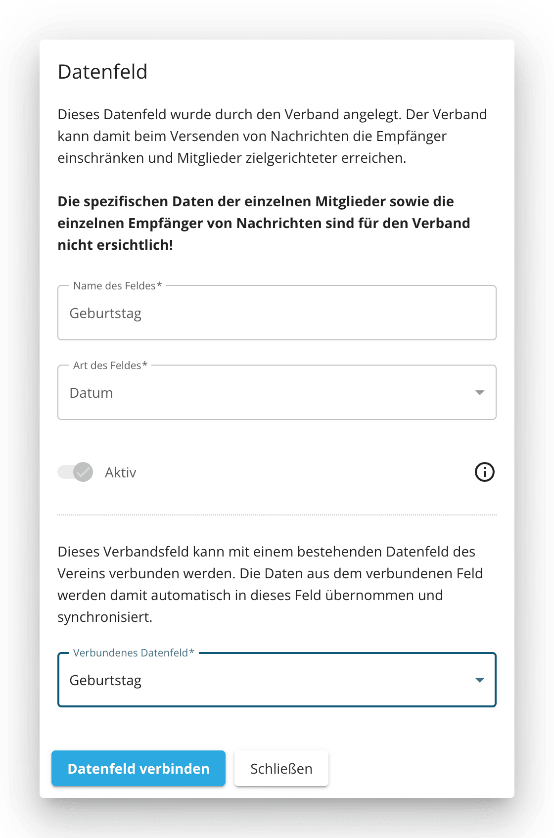 Datenfelder verbinden