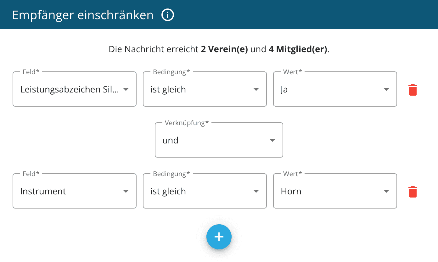 Empfänger einschränken