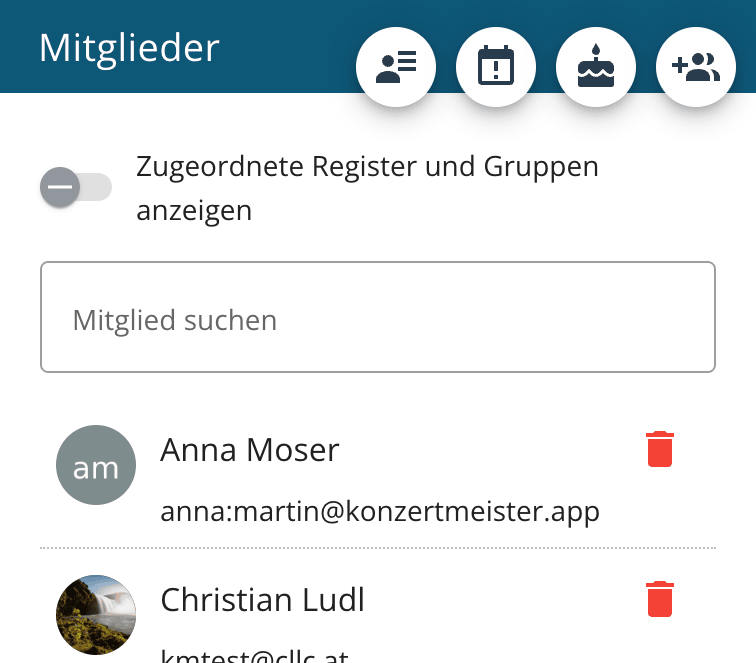 Mitglieder im Verein