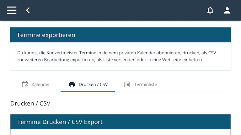 Drucken / CSV in Terminexport